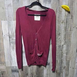 Hollister Vintage Y2K Maroon Knit Cardigan Sweater